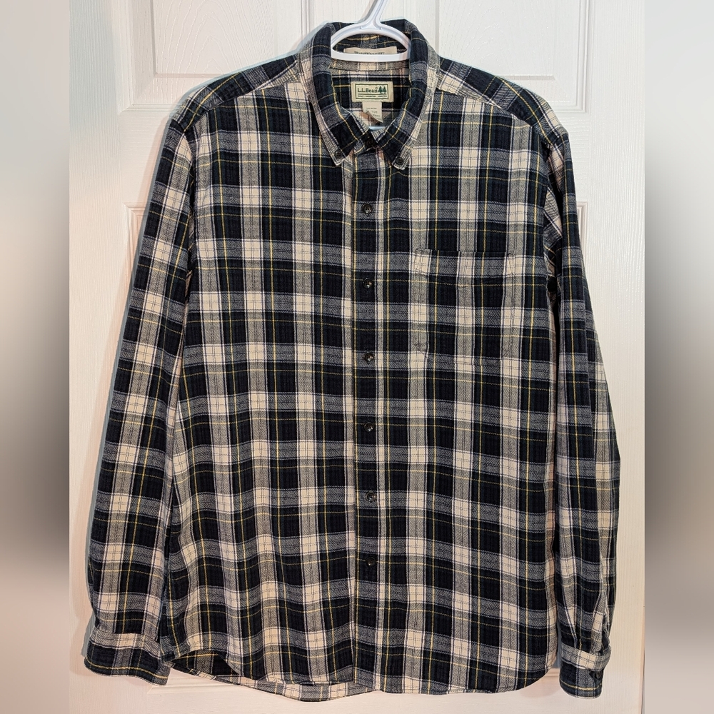 LL Bean Men's Flannel Plaid Shirt Traditional Fit 100% Cotton Size M